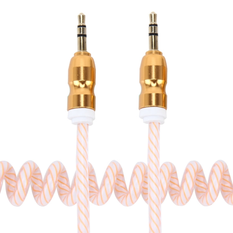 3.5mm 3-pole Male to Male Plug Audio AUX Retractable Transparent Plastic Wrap Coiled Cable, Length: 1m