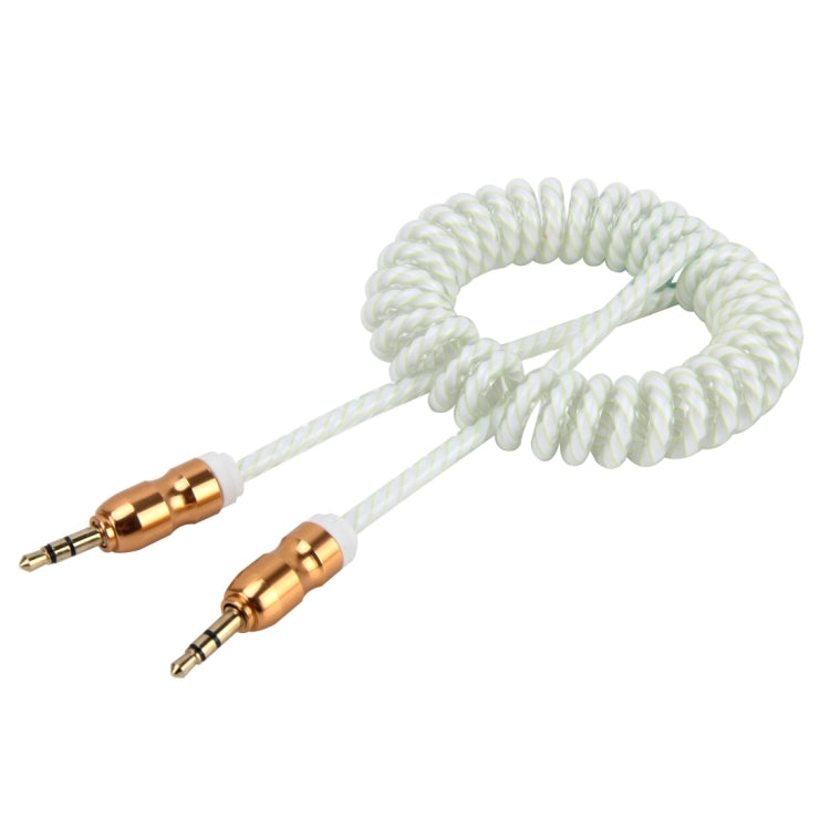 3.5mm 3-pole Male to Male Plug Audio AUX Retractable Transparent Plastic Wrap Coiled Cable, Length: 1m