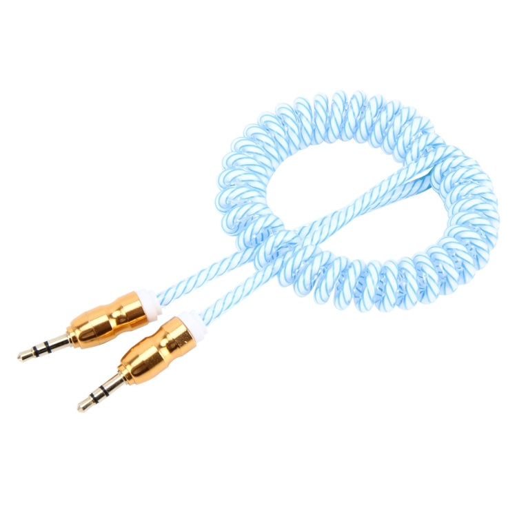 3.5mm 3-pole Male to Male Plug Audio AUX Retractable Transparent Plastic Wrap Coiled Cable, Length: 1m