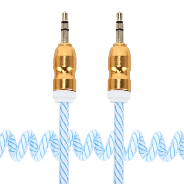 3.5mm 3-pole Male to Male Plug Audio AUX Retractable Transparent Plastic Wrap Coiled Cable, Length: 1m