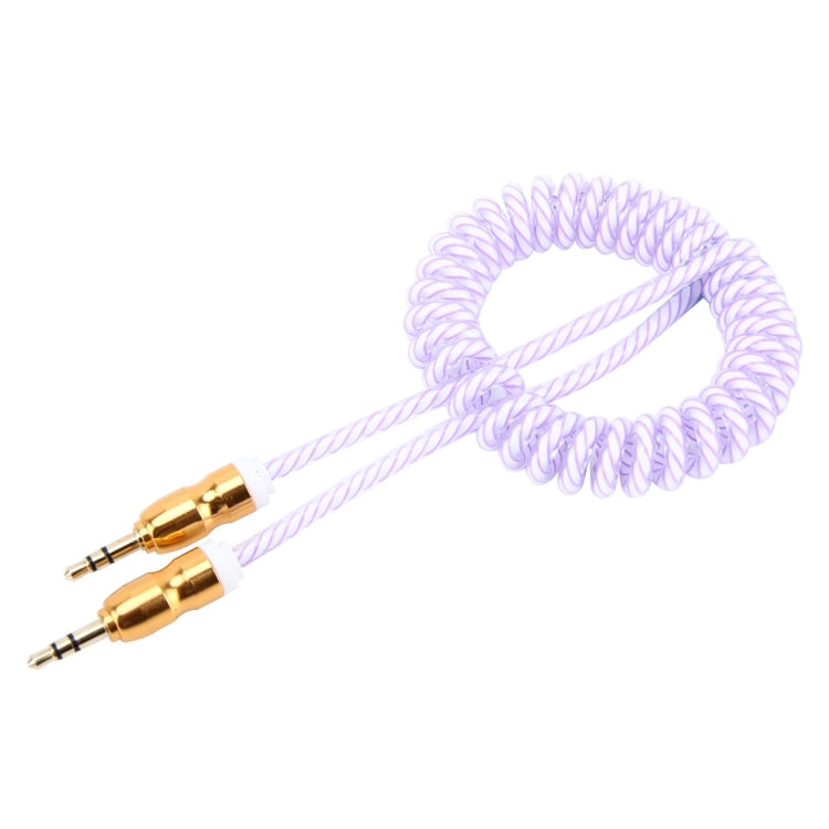 3.5mm 3-pole Male to Male Plug Audio AUX Retractable Transparent Plastic Wrap Coiled Cable, Length: 1m