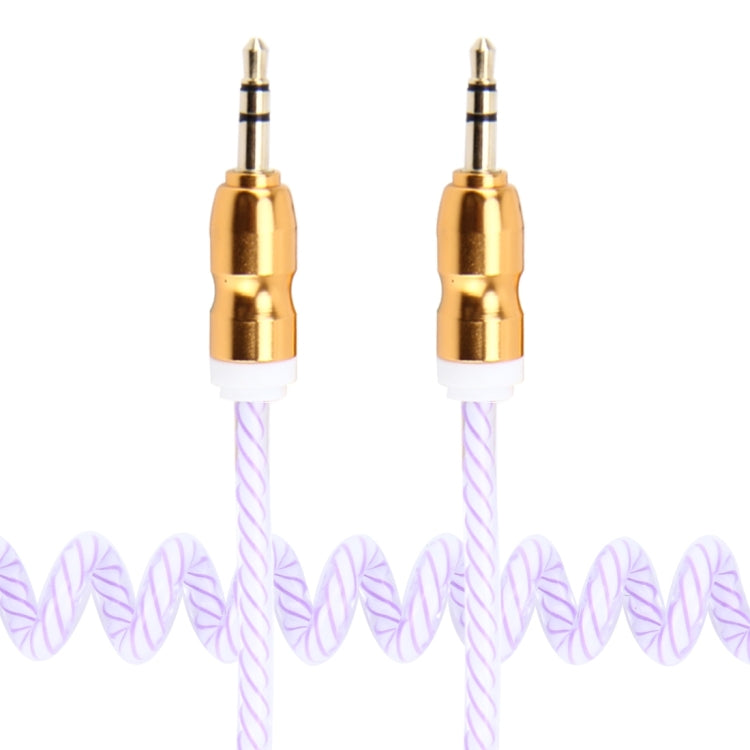 3.5mm 3-pole Male to Male Plug Audio AUX Retractable Transparent Plastic Wrap Coiled Cable, Length: 1m