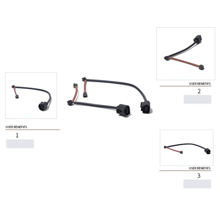 2 PCS Car Front Rear Brake Pad Sensor Cable 7L0907637 7L0907637C for Audi / Volkswagen / Porsche