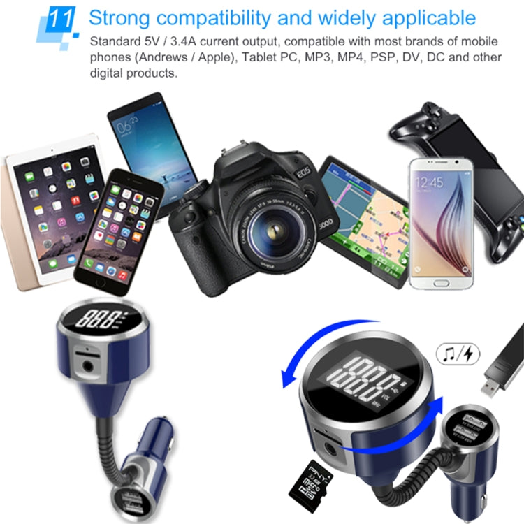 Wireless Bluetooth FM Transmitter Radio Adapter Car Charger, with Hand-Free Calling and 1.4 inch LCD Display, Music Player Support TF Card USB Flash Drive AUX Output