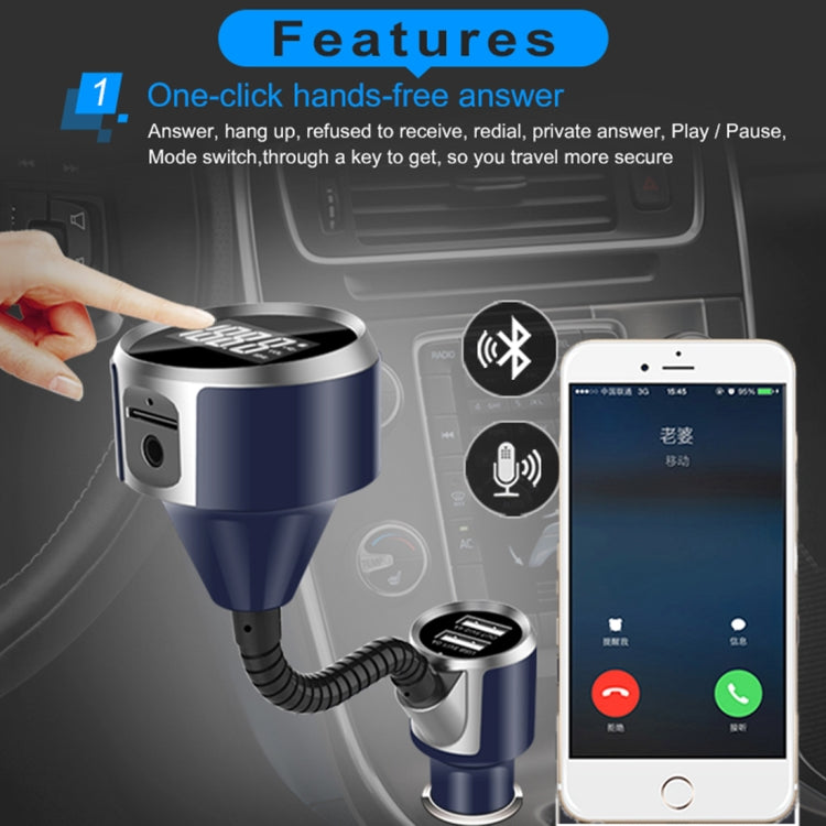 Wireless Bluetooth FM Transmitter Radio Adapter Car Charger, with Hand-Free Calling and 1.4 inch LCD Display, Music Player Support TF Card USB Flash Drive AUX Output