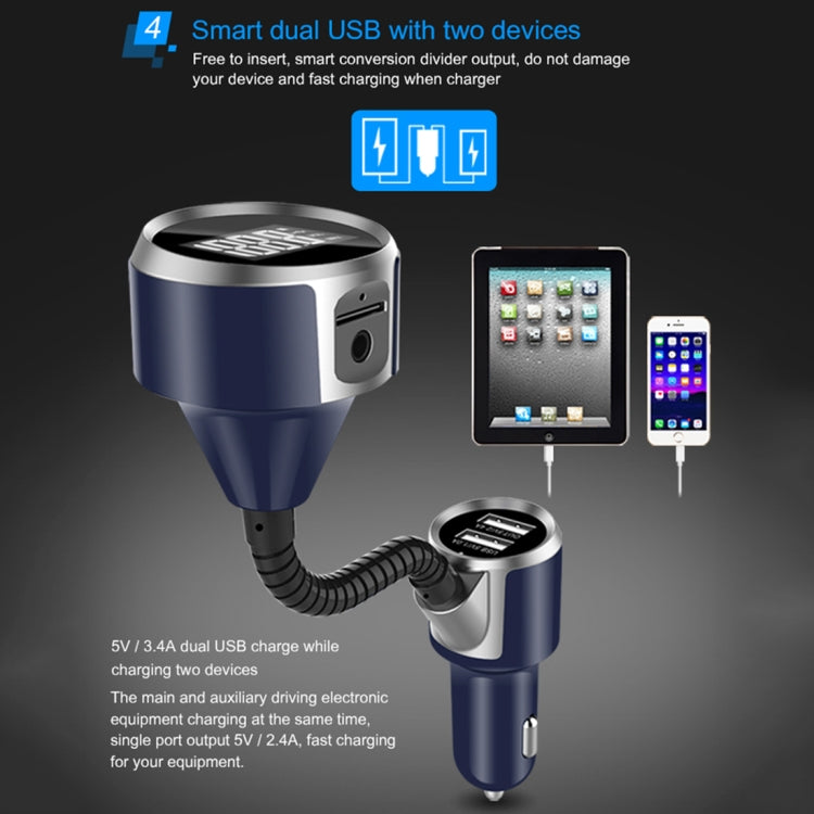 Wireless Bluetooth FM Transmitter Radio Adapter Car Charger, with Hand-Free Calling and 1.4 inch LCD Display, Music Player Support TF Card USB Flash Drive AUX Output