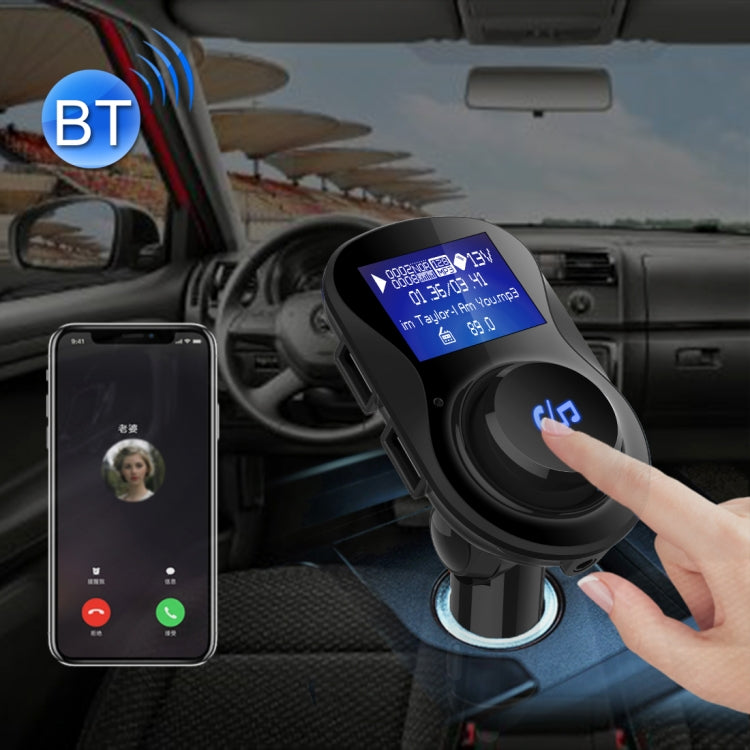BC28 Wireless Bluetooth FM Transmitter Radio Adapter Car Charger, with 1.4 inch LCD Display, Music Player Support TF Card USB Flash Drive AUX Output for Smartphones