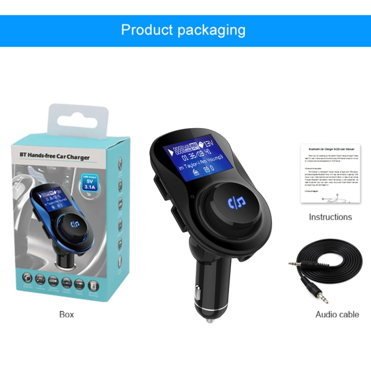 BC28 Wireless Bluetooth FM Transmitter Radio Adapter Car Charger, with 1.4 inch LCD Display, Music Player Support TF Card USB Flash Drive AUX Output for Smartphones