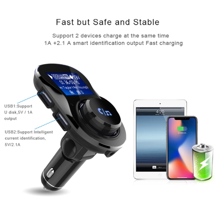 BC28 Wireless Bluetooth FM Transmitter Radio Adapter Car Charger, with 1.4 inch LCD Display, Music Player Support TF Card USB Flash Drive AUX Output for Smartphones