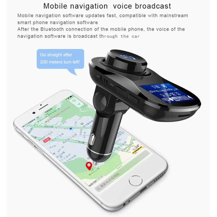 BC28 Wireless Bluetooth FM Transmitter Radio Adapter Car Charger, with 1.4 inch LCD Display, Music Player Support TF Card USB Flash Drive AUX Output for Smartphones