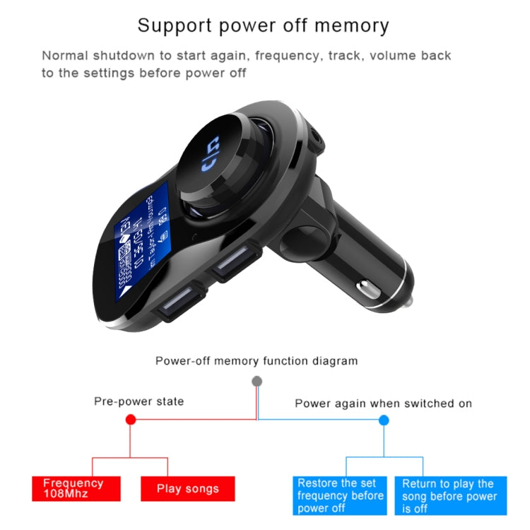 BC28 Wireless Bluetooth FM Transmitter Radio Adapter Car Charger, with 1.4 inch LCD Display, Music Player Support TF Card USB Flash Drive AUX Output for Smartphones