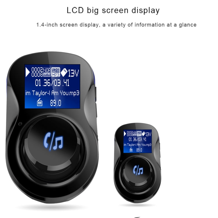 BC28 Wireless Bluetooth FM Transmitter Radio Adapter Car Charger, with 1.4 inch LCD Display, Music Player Support TF Card USB Flash Drive AUX Output for Smartphones
