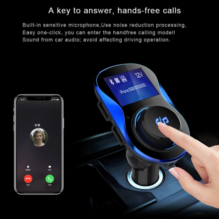 BC28 Wireless Bluetooth FM Transmitter Radio Adapter Car Charger, with 1.4 inch LCD Display, Music Player Support TF Card USB Flash Drive AUX Output for Smartphones