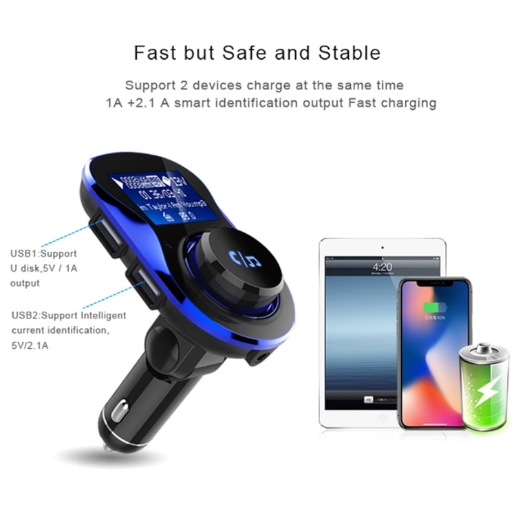 BC28 Wireless Bluetooth FM Transmitter Radio Adapter Car Charger, with 1.4 inch LCD Display, Music Player Support TF Card USB Flash Drive AUX Output for Smartphones
