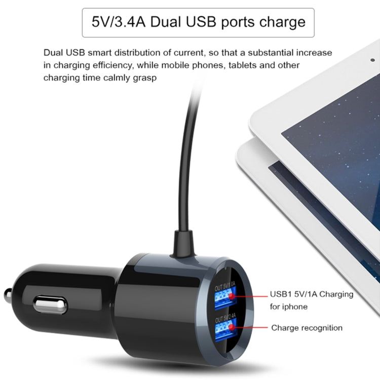 BC30 Wireless Bluetooth FM Transmitter Radio Adapter Car Charger, with Hand-Free Calling and 1.4 inch LCD Display, Supports TF Card Slot USB Car Charger for Smartphones