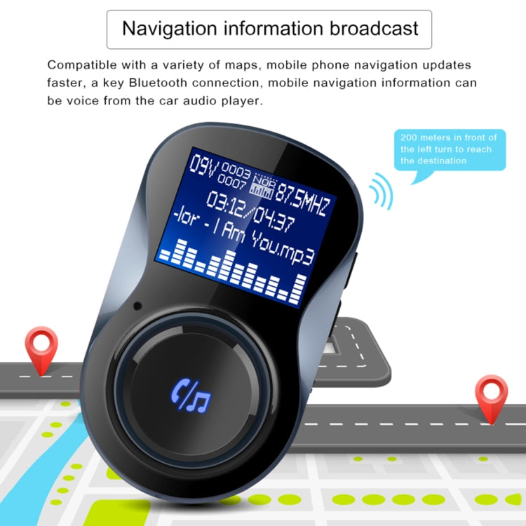 BC30 Wireless Bluetooth FM Transmitter Radio Adapter Car Charger, with Hand-Free Calling and 1.4 inch LCD Display, Supports TF Card Slot USB Car Charger for Smartphones