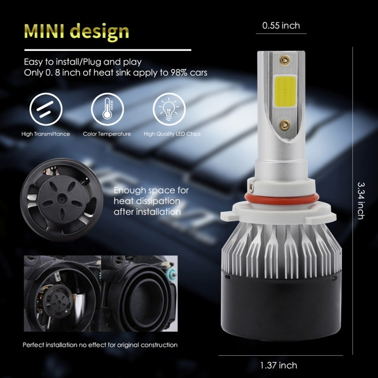 EV9 2 PCS 9006 / HB4 18W 2000LM 6000K Xenon White IP65 DOB LED Headlight Bulbs High Beam Conversion Kit DC 9-30V