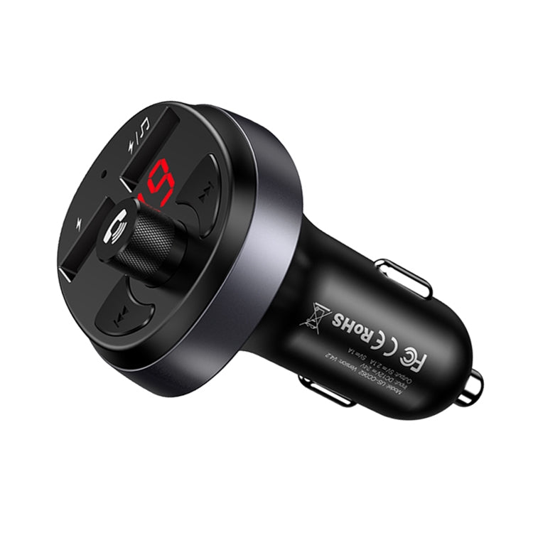USAMS US-CC062 C11 Wireless Bluetooth4.2 Car FM Transmitter MP3 Music Player with Dual USB Ports(Black)