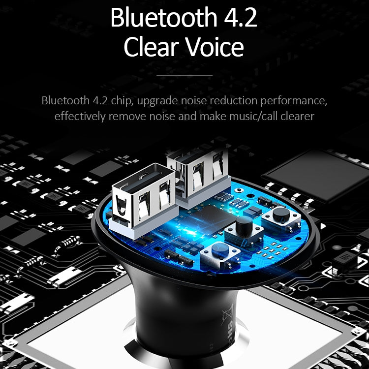 USAMS US-CC062 C11 Wireless Bluetooth4.2 Car FM Transmitter MP3 Music Player with Dual USB Ports(Black)