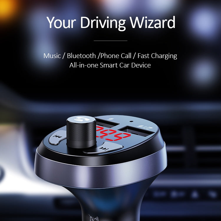 USAMS US-CC062 C11 Wireless Bluetooth4.2 Car FM Transmitter MP3 Music Player with Dual USB Ports(Black)