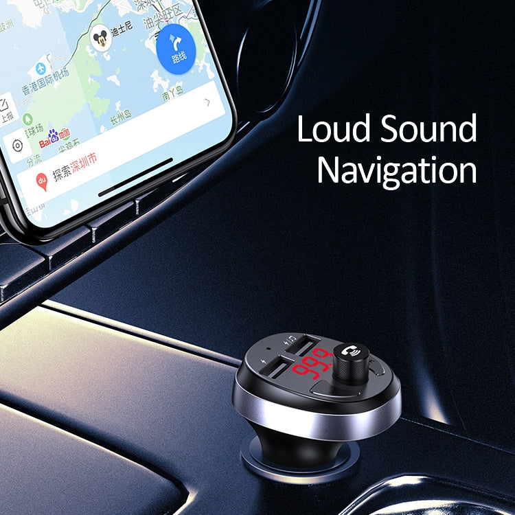 USAMS US-CC062 C11 Wireless Bluetooth4.2 Car FM Transmitter MP3 Music Player with Dual USB Ports(Black)