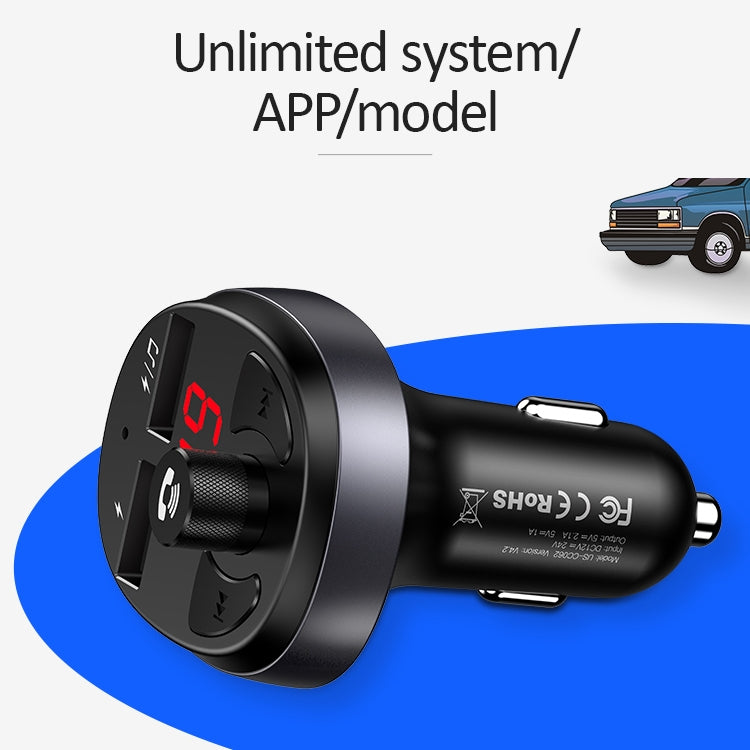 USAMS US-CC062 C11 Wireless Bluetooth4.2 Car FM Transmitter MP3 Music Player with Dual USB Ports(Black)