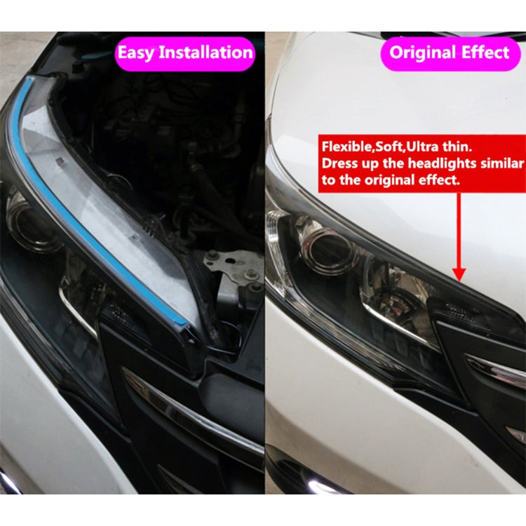 2 PCS 30cm DC12V 4.2W Ultra-thin Car Auto Double Colors Turn Lights / Running Lights, with LED SMD-2835 Lamp Beads (Turn Lights: Yellow Light; Running Lights: Ice Blue Light)