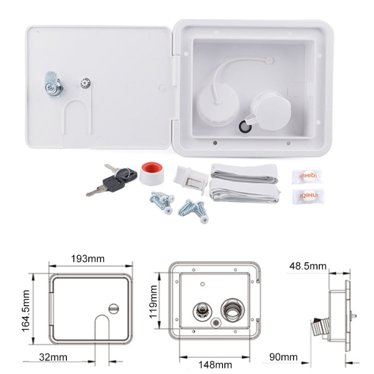 White Water Inlet Integrated Fill Dish Hatch Lock for RV Trailer Camper