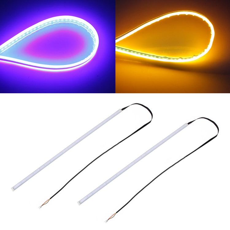 2 PCS 45cm DC12V 5W Ultra-thin Waterproof Car Auto Double Colors Turn Lights / Running Lights SMD-2835 LED Bulbs