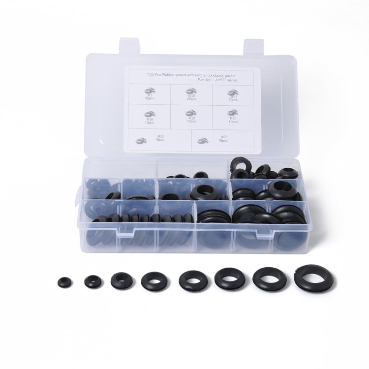 125 PCS 8 Sizes PVC Cable Protective Ring Grommet Gasket