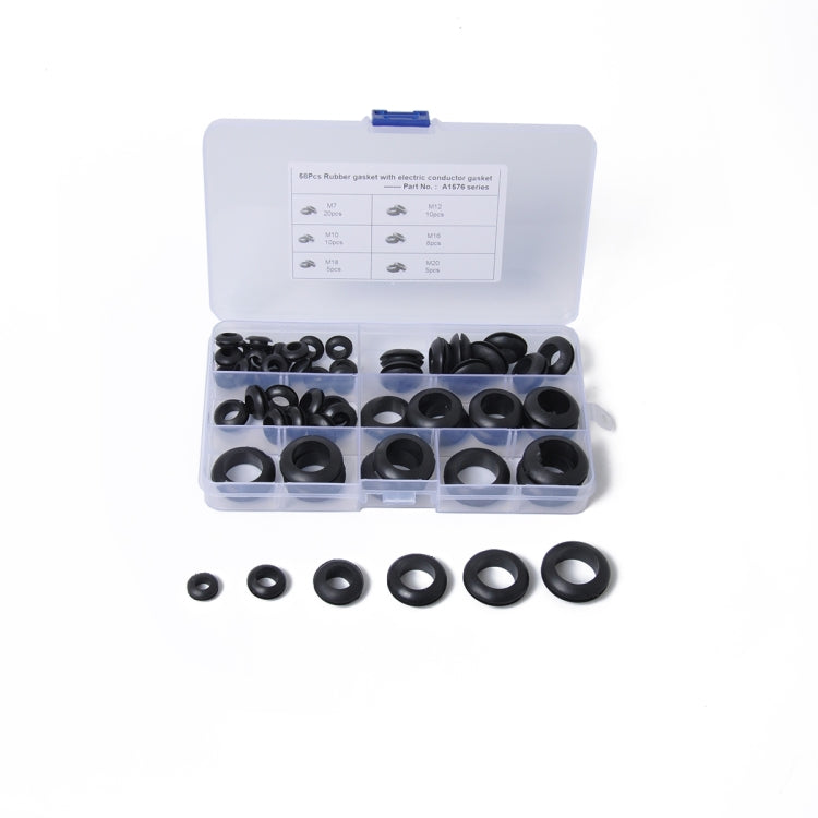 56 PCS 6 Sizes PVC Cable Protective Ring Grommet Gasket