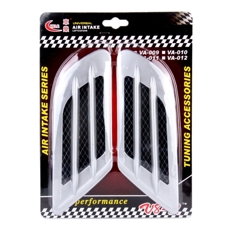2 PCS Euro Style Plastic Decorative Air Flow Intake Turbo Bonnet Hood Side Vent Grille Cover With Self-adhesive Sticker