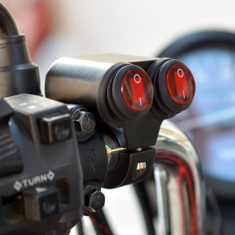 Motorcycle Headlight Auxiliary Light Waterproof Aluminum Alloy Double Flash Switches with Indicator Light