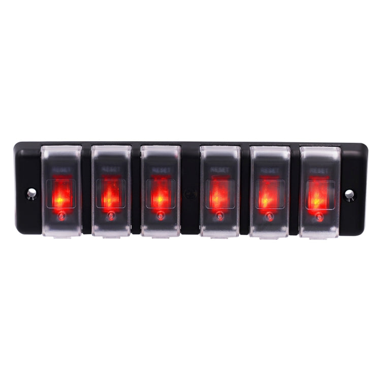 DC 12V 6 Way 16A IP66 Circuit Breakers Button Toggle Switch Panel with LED Indicator for Car RV Marine Boat