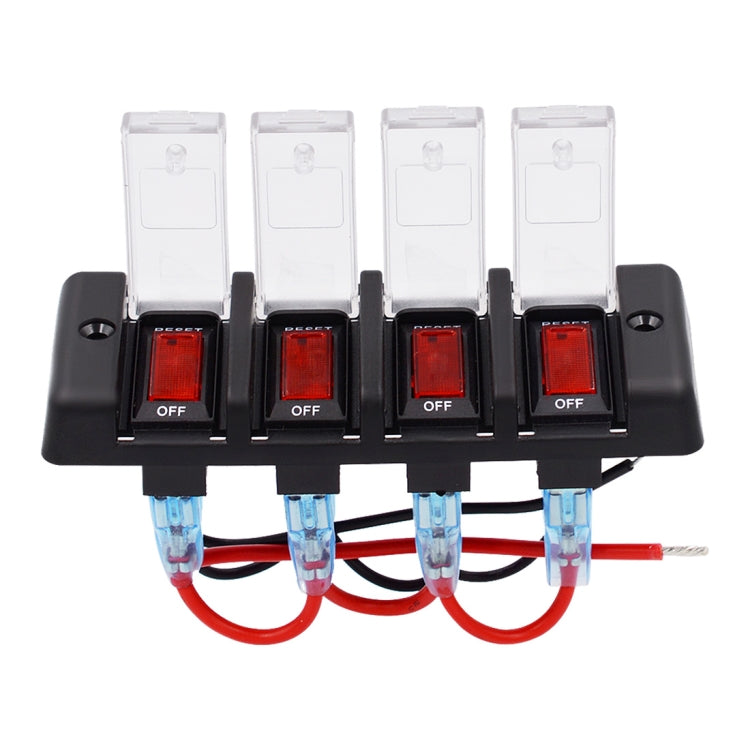 DC 12V 4 Way 16A IP66 Circuit Breakers Button Toggle Switch Panel with LED Indicator for Car RV Marine Boat