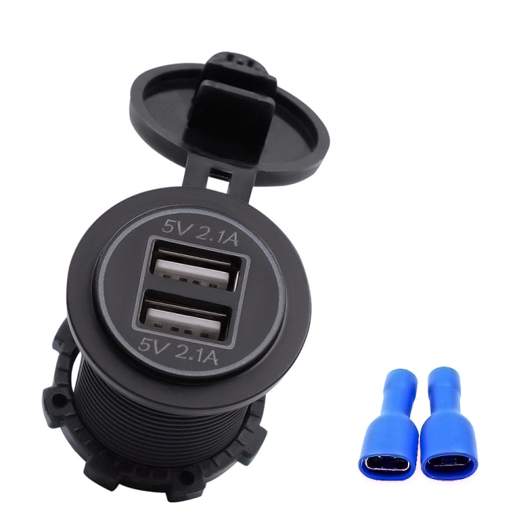 Universal Car Charger 2 Port Power Socket Power Dual USB Charger 5V 4.2A IP66 with Aperture(Green Light)