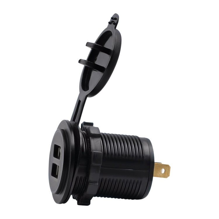 Universal Car Charger 2 Port Power Socket Power Dual USB Charger 5V 4.2A IP66 with Aperture(Green Light)