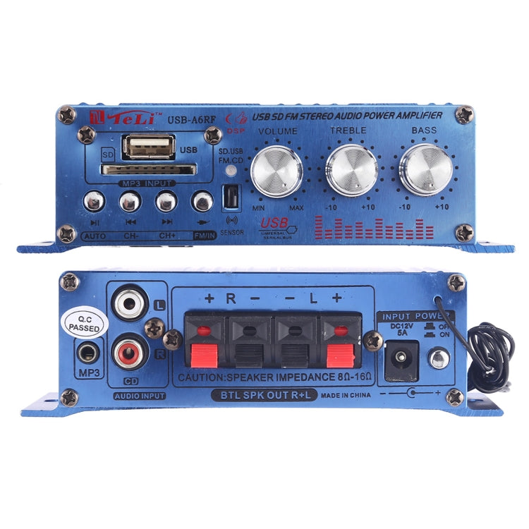 USB-A6RF HiFi Stereo Audio Power Amplifier with Remote Control, Support MP3 / SD / USB / FM / BTL OUT