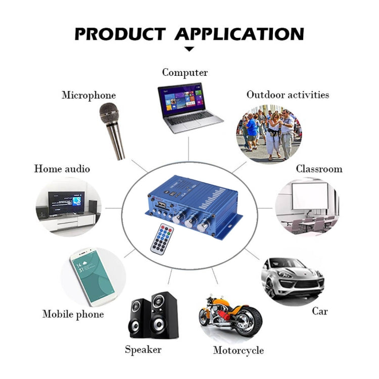 USB-A6RF HiFi Stereo Audio Power Amplifier with Remote Control, Support MP3 / SD / USB / FM / BTL OUT