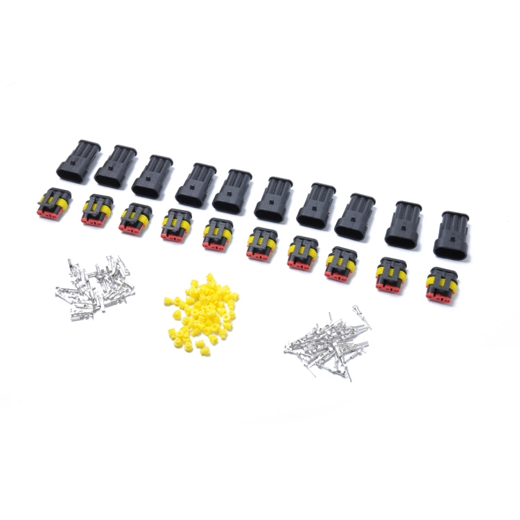 10 Sets 3 Pins Way Sealed Waterproof Electrical Wire Connector Plug Terminal Car Auto Set