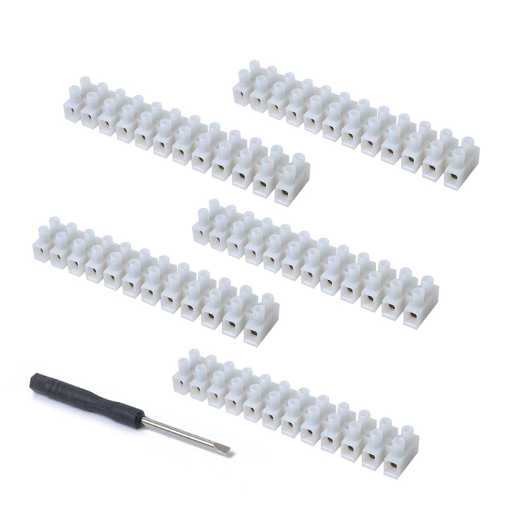 5 PCS 2 Rows 12P Wire Connector Screw Terminal Barrier Block 300V 20A with Screwdriver