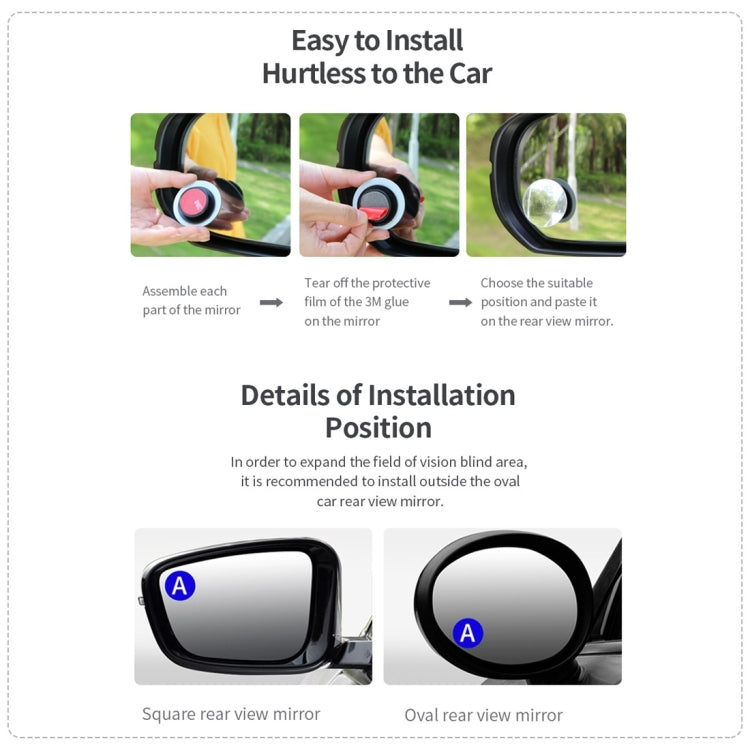 ROCK Car Rear View Reversing Round Mirror