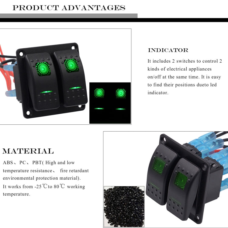 5PIN DC 12V / 24V Circuit Breakers Button Toggle Switch Panel with LED Indicator for Car RV Marine Boat