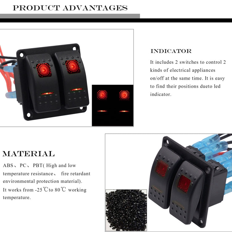 5PIN DC 12V / 24V Circuit Breakers Button Toggle Switch Panel with LED Indicator for Car RV Marine Boat
