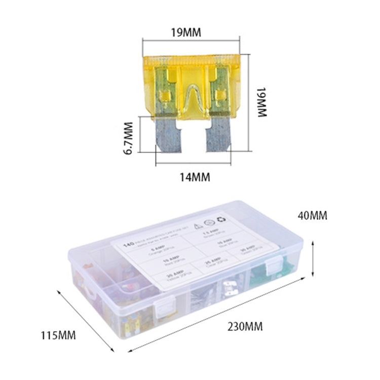 140 PCS Mix Assorted Car Motorcycle Truck Blade Fuse Set 5A 7.5A 10A 15A 20A 25A 30A with Huse Holder