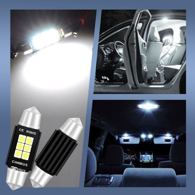 2 PCS 42mm DC12V-24V 3W 6000K 660LM 6LEDs SMD-3030 Car Reading Lamp / License Plate Light