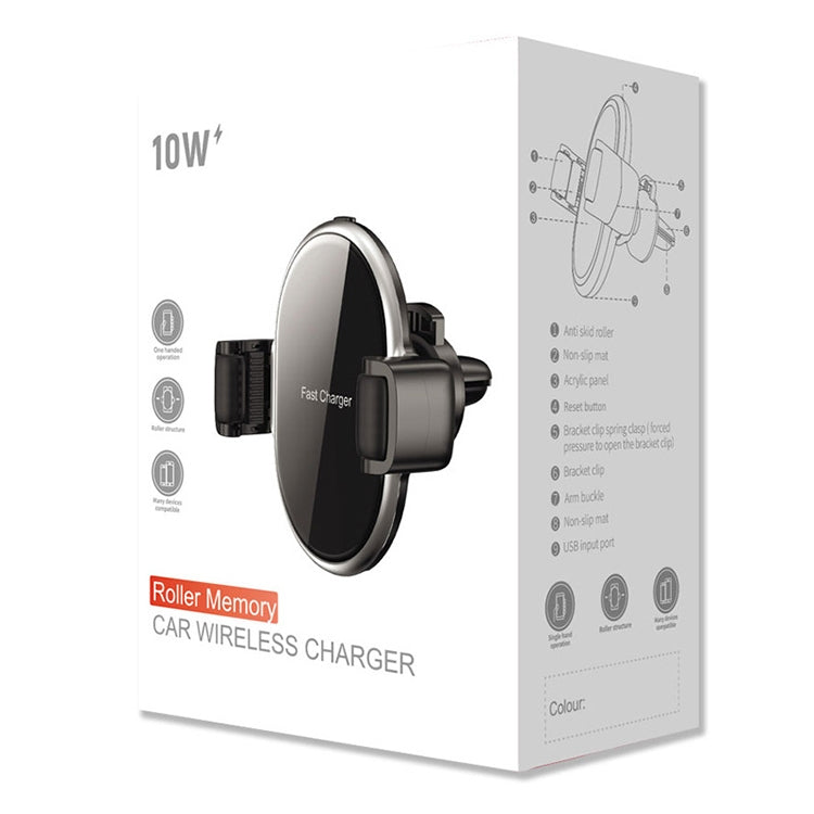 CW7 10W Max Output Roller Memory Car Mount Clip Holder Wireless Charger
