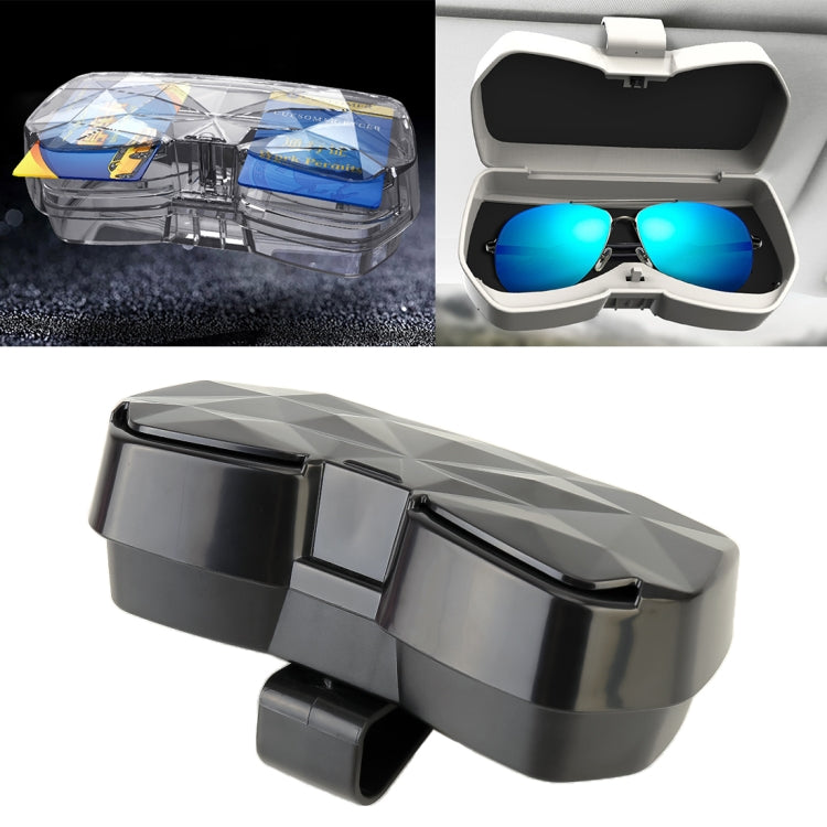 Car Multi-functional Glasses Case Sunglasses Storage Holder with Card Slot, Diamond Style