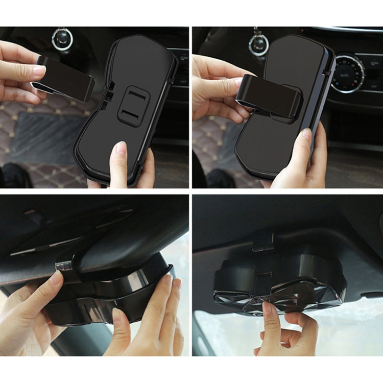 Car Multi-functional Glasses Case Sunglasses Storage Holder with Card Slot, Diamond Style