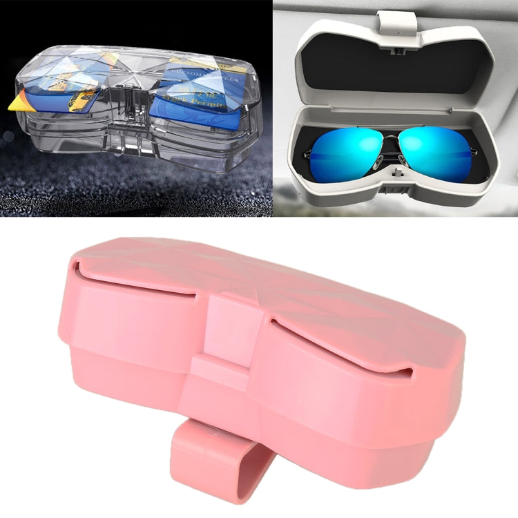 Car Multi-functional Glasses Case Sunglasses Storage Holder with Card Slot, Diamond Style